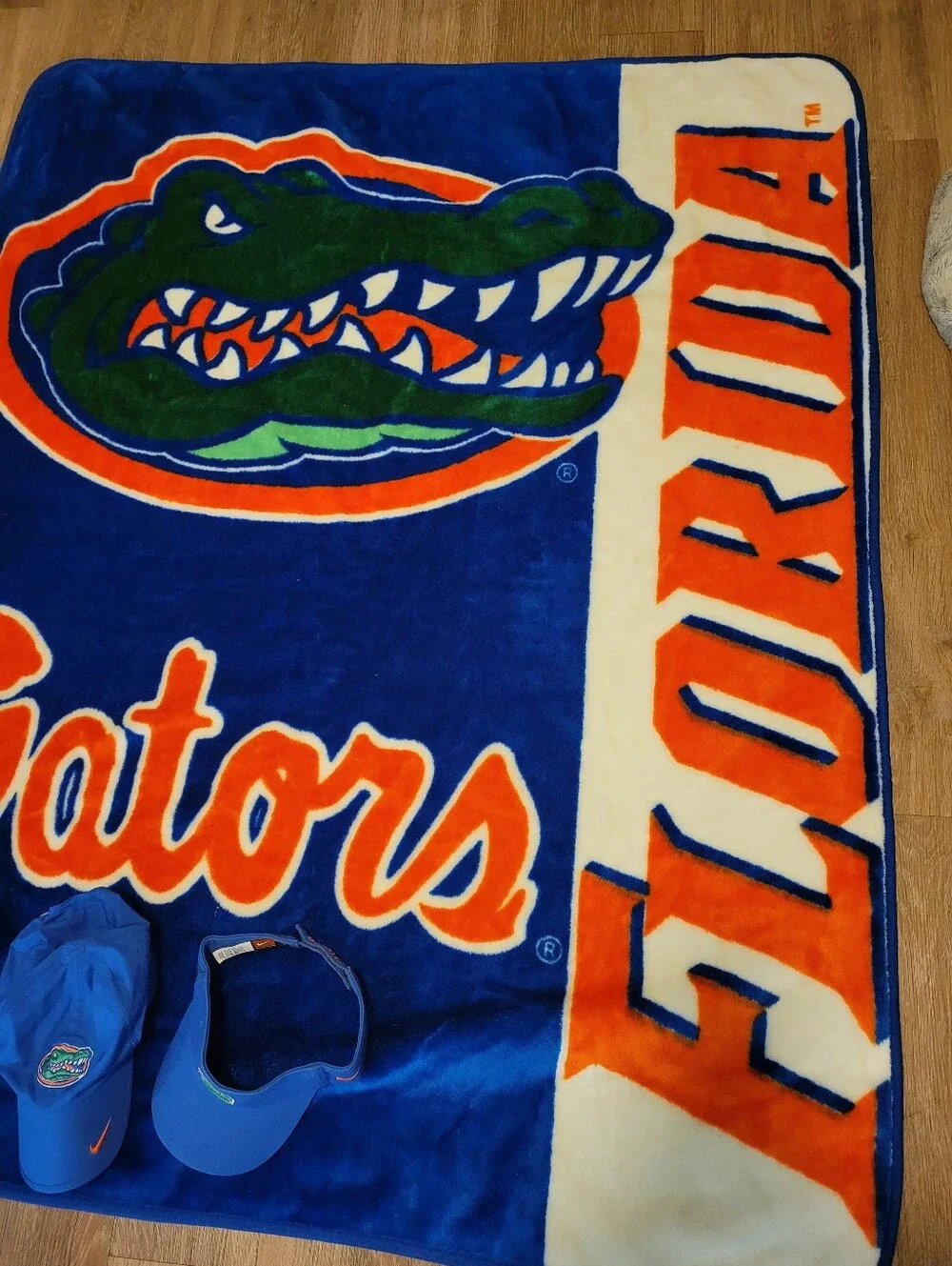 Florida Gators Team Blanket with Logo - Blue & Orange Combo 2 Hats 1 Sweatpants